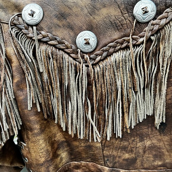 VINTAGE WESTERN FRINGE HEAVYWEIGHT LEATHER JACKET - Picture 5 of 10